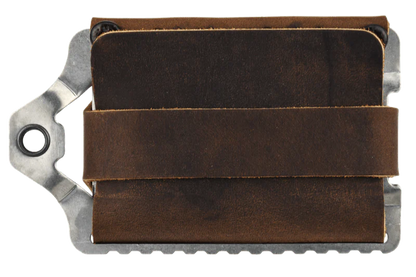 Trayvax Element Wallet - Raw Stainless Steel Frame / Mississippi Mud Leather ESS-002