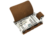 Trayvax Element Wallet - Raw Stainless Steel Frame / Mississippi Mud Leather ESS-002 - Northwest Knives