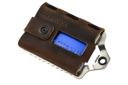 Trayvax Element Wallet - Raw Stainless Steel Frame / Mississippi Mud Leather ESS-002