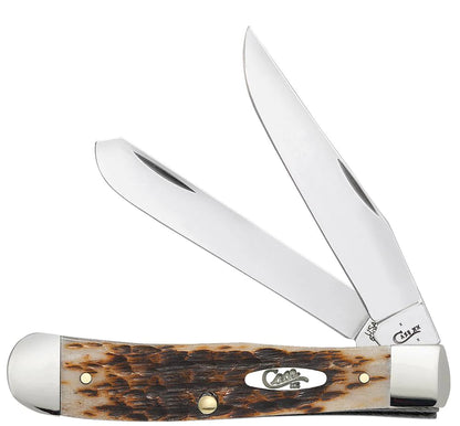 Case Knives Trapper - Clip & Spey Blades / Tru-Sharp Stainless Steel / Peach Seed Amber Bone Handle 00164