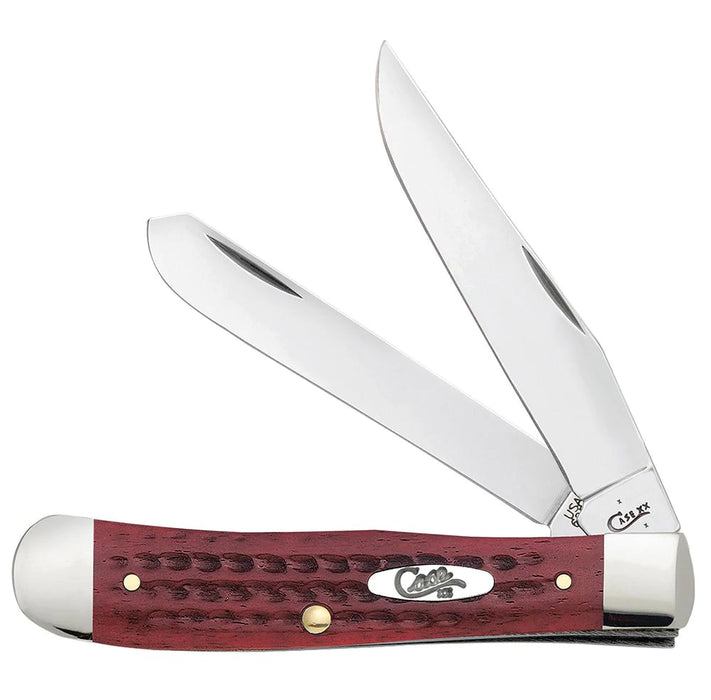 Case Knives Trapper - Clip & Spey Blades / Tru-Sharp Stainless Steel / Pocket Worn Old Red Bone Corn Cob Jig Handle 00783
