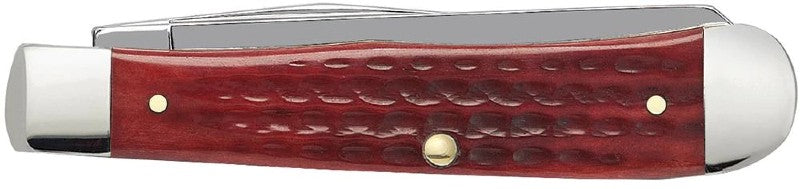 Case Knives Trapper - Clip & Spey Blades / Tru-Sharp Stainless Steel / Pocket Worn Old Red Bone Corn Cob Jig Handle 00783