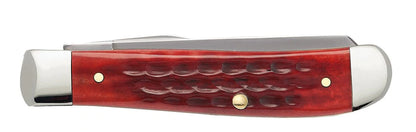 Case Knives Mini Trapper - Clip & Spey Blades / Tru-Sharp Stainless Steel / Pocket Worn Old Red Bone Corn Cob Jig Handle 00784