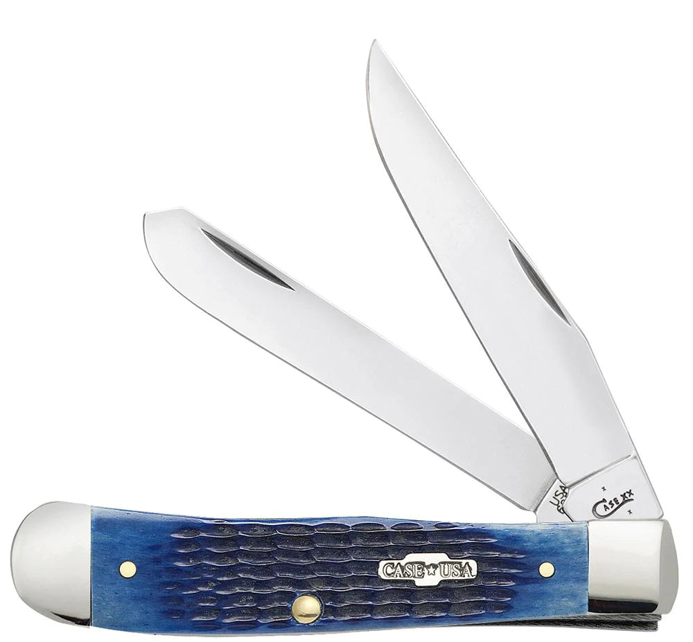 Case Knives Trapper - Clip & Spey Blades / Tru-Sharp Stainless Steel / Blue Bone Rogers Corn Cob Jig Handle 02800