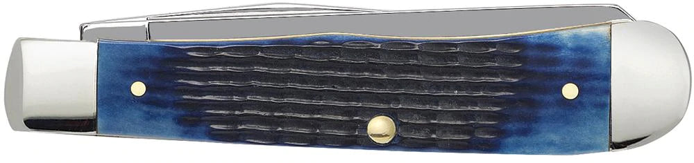 Case Knives Trapper Masonic Gift Tin - Clip & Spey Blades / Tru-Sharp Stainless Steel / Standard Jig Blue Bone Handle 01058