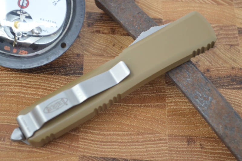 Microtech Ultratech OTF - Single Edge / Satin Blade / Tan Body - 121-4TA - Northwest Knives
