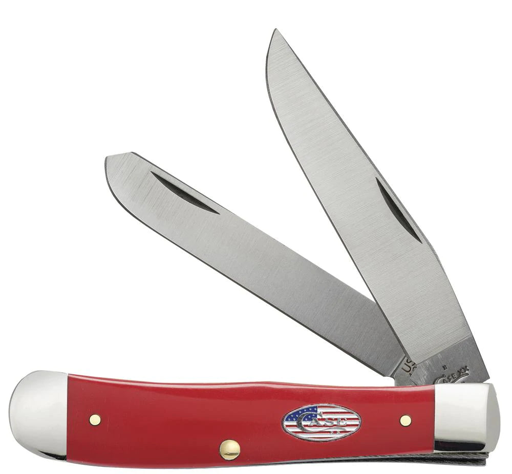 Case Knives American Workman Trapper - Clip & Spey Blades / Tru-Sharp Stainless Steel / Red Synthetic Handle 13450