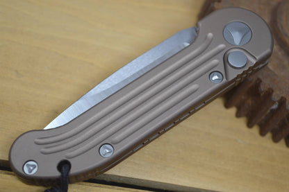 Microtech L.U.D.T - Tan Handle / Stonewash Plain Edge Blade - 135-4TA - Northwest Knives