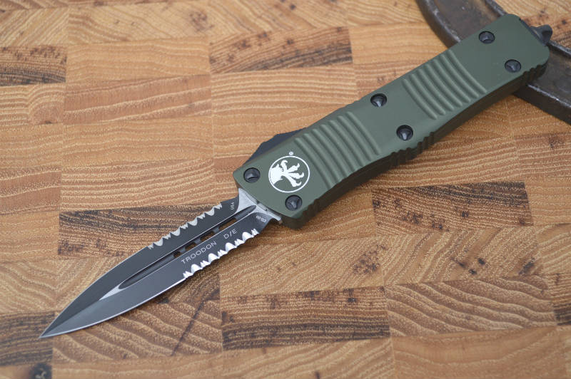 Microtech Troodon OTF - Double Edge / Black Partial Serrated Blade - 138-2OD - Northwest Knives