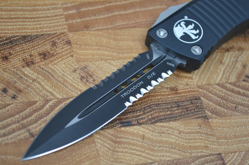 Microtech Troodon OTF - Double Edge / Black Partial Serrated Blade - 138-2 - Northwest Knives