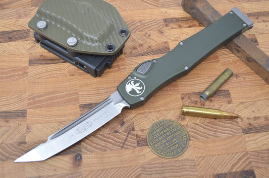 Microtech Halo VI OTF - Stonewash Tanto Blade / OD Green Chassis (No Safety) - 250-10OD - Northwest Knives