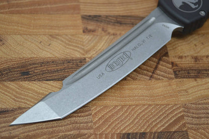 Microtech Halo VI OTF - Stonewash Tanto Blade / Black Handle  - 250-1 - Northwest Knives