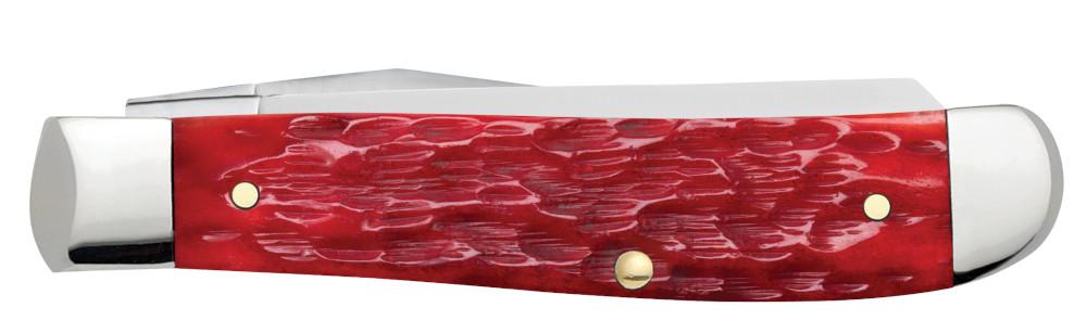 Case Knives Mini Trapper - Clip & Spey Blades / Tru-Sharp Stainless Steel / Dark Red Bone Peach Seed Jig Chrome Vanadium 31952