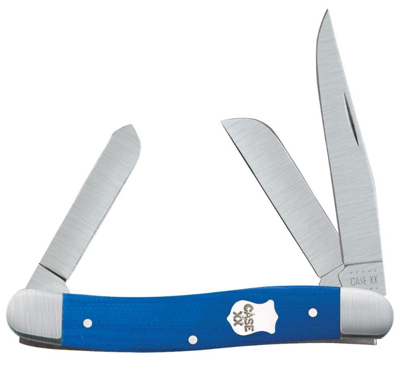 Case Knives Medium Stockman - Clip, Sheepsfoot & Pen Blades / Tru-Sharp Stainless Steel / Smooth Blue G-10 Handle 16744 - Northwest Knives