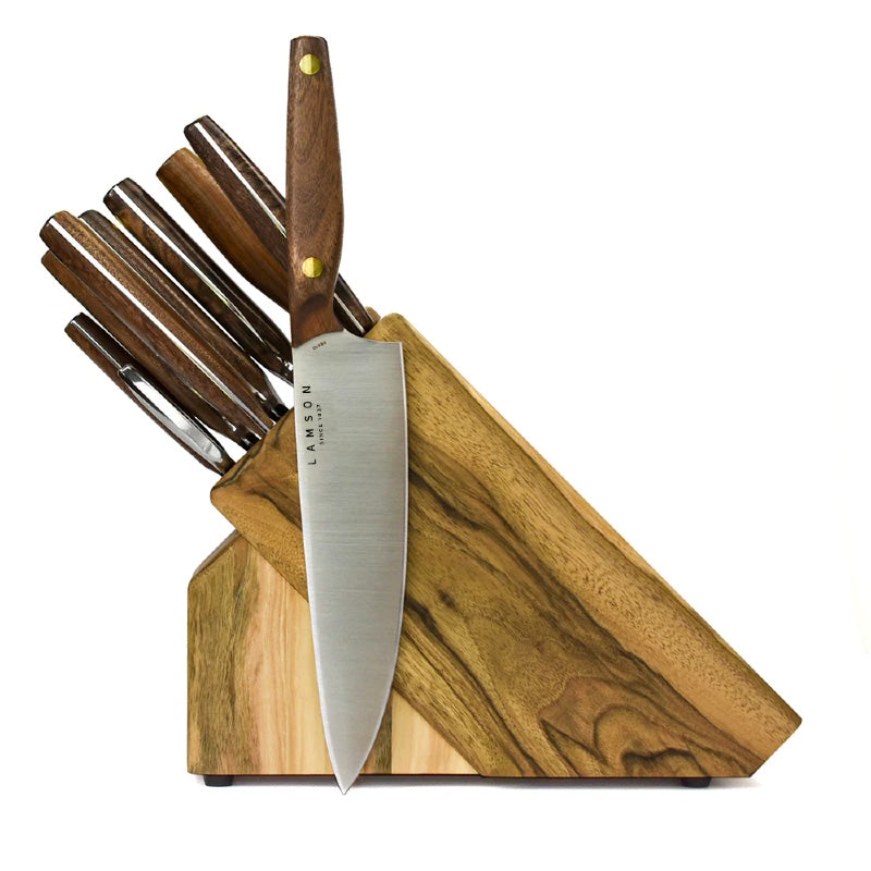 Lamson Cutlery Vintage Series - 10pc Cutlery Set with Walnut Block - Made in USA - Northwest Knives