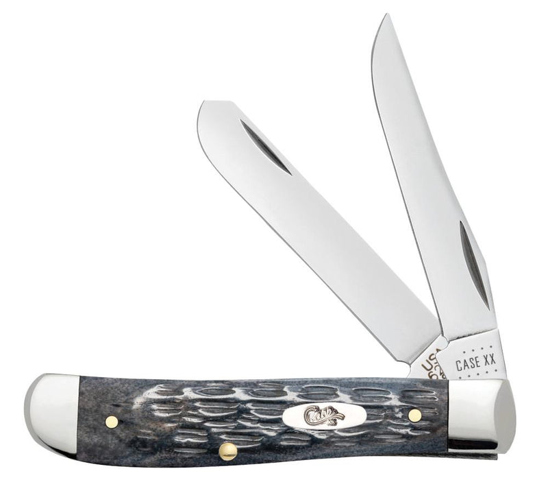 Case Knives Mini Trapper - Clip & Spey Blades / Tru-Sharp Stainless Steel / Pocket Worn Gray Bone Crandall Jig 58414 - Northwest Knives