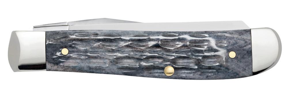 Case Knives Mini Trapper - Clip & Spey Blades / Tru-Sharp Stainless Steel / Pocket Worn Gray Bone Crandall Jig 58414