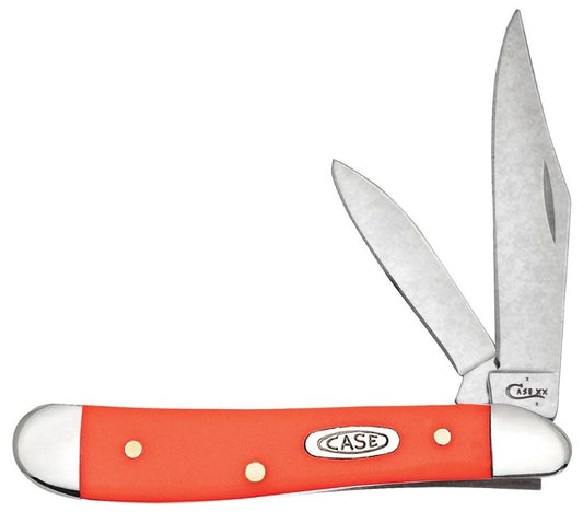 Case Knives Peanut - Clip & Pen Blades / Tru-Sharp Stainless Steel / Orange Synthetic Handle 80504