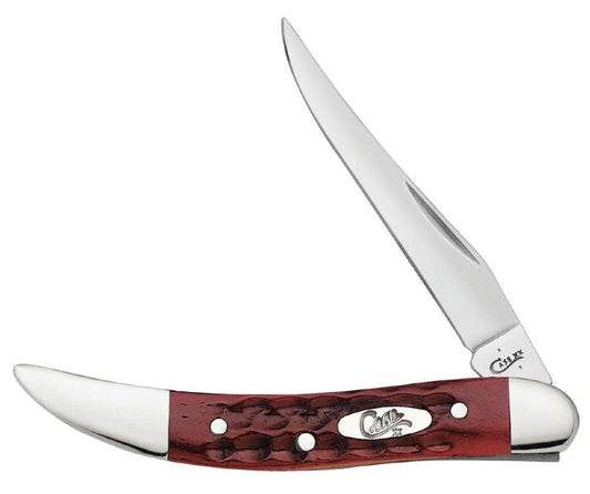 Case Knives Small Texas Toothpick - Long Clip Blade / Tru-Sharp Stainless Steel / Pocket Worn Old Red Bone Handle 00792