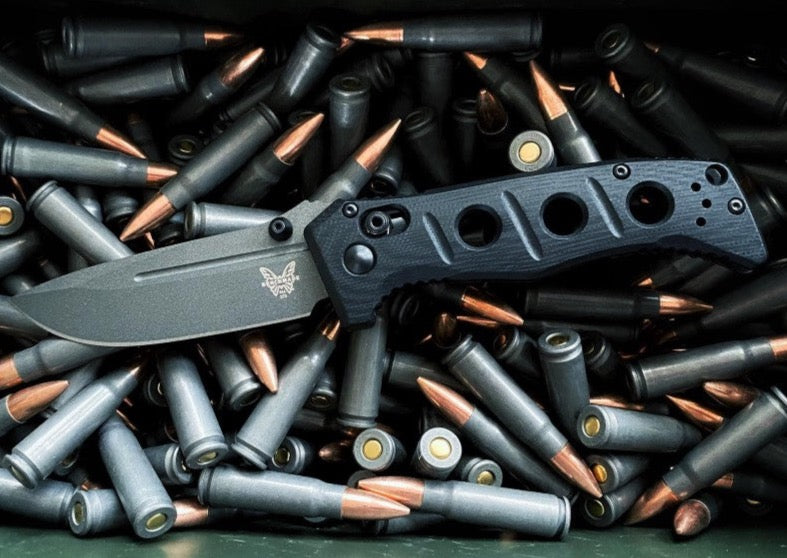 Benchmade 273GY-1 Mini Adamas - Black Drop Point Blade / Cru-Wear Steel / Black Handle