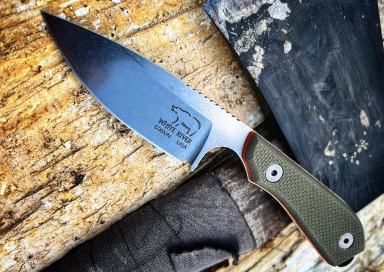 White River Knives Backpacker Pro - CPM-S35VN Steel / Orange & OD Green G10 Handle WRM1-TGO