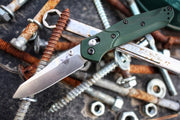 Benchmade 945 Mini Osborne - Satin Reverse Tanto Blade / CPM-S30V / Green Aluminum Handle - Northwest Knives