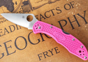 Spyderco Delica - Flat Ground Pink Handle / Satin Blade - C11FPPNS30V - Northwest Knives