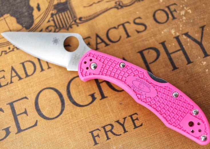 Spyderco Delica - Flat Ground Pink Handle / Satin Blade - C11FPPNS30V
