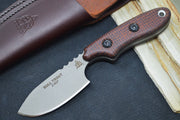 Tops Bull Trout - 154CM Steel / Brown Burlap Micarta Handle / Leather Sheath BLTT-01 - Northwest Knives