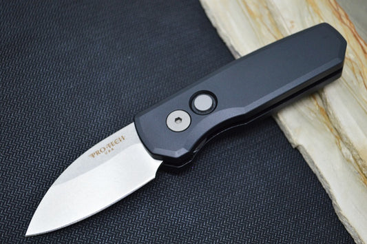 Pro Tech Runt Auto - Black Aluminum Handle / Stonewashed Wharncliffe Blade / CPM-20CV Steel R5101