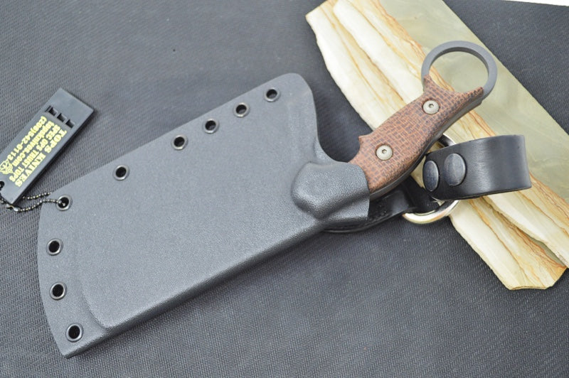 Tops Tidal Force - 1095 Steel / Brown Burlap Micarta Handle / Black Kydex Sheath TFOR-01