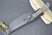 Tops Silent Hero - 1095 Steel / Black Linen Micarta Handle / Black Leather Sheath HERO-02 - Northwest Knives