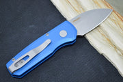 Pro Tech Runt Auto - Blue Aluminum Handle / Stonewashed Wharncliffe Blade / CPM-20CV Steel R5101-BLUE - Northwest Knives
