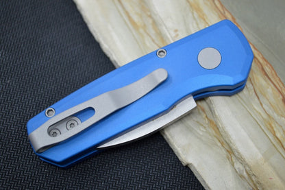 Pro Tech Runt Auto - Blue Aluminum Handle / Stonewashed Wharncliffe Blade / CPM-20CV Steel R5101-BLUE