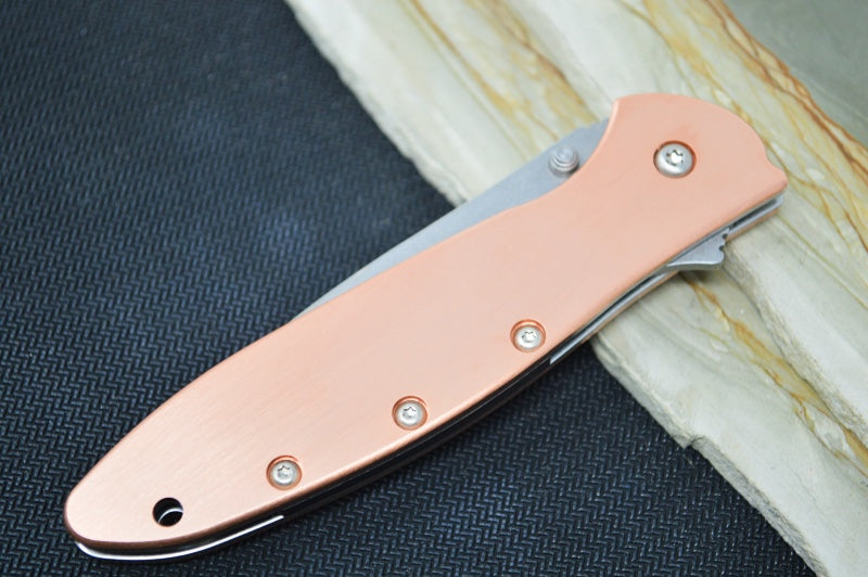Copper Handle Knife | 154CM Steel Blade | Kershaw Leek Flipper | Northwest Knives
