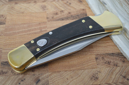 Buck 110 Hunter Auto - Plain Blade / Ebony Wood Handle - Northwest Knives