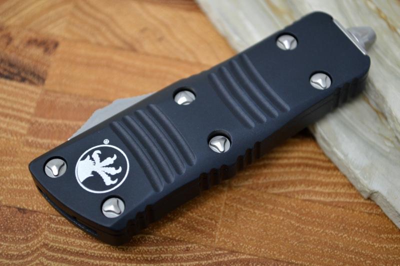 Microtech Mini Troodon OTF - Tanto Blade / Stonewash Finish / Black Handle 240-10