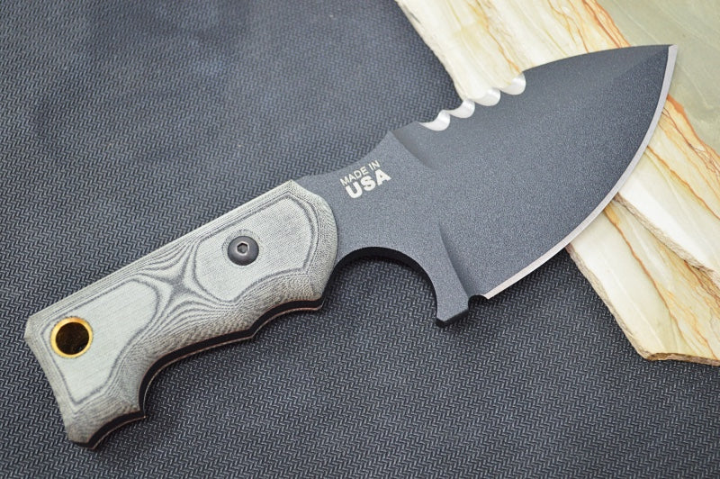 Tops M1 Midget - 1095 Steel / Black Linen Micarta Handle / Kydex Sheath M1MGT-01