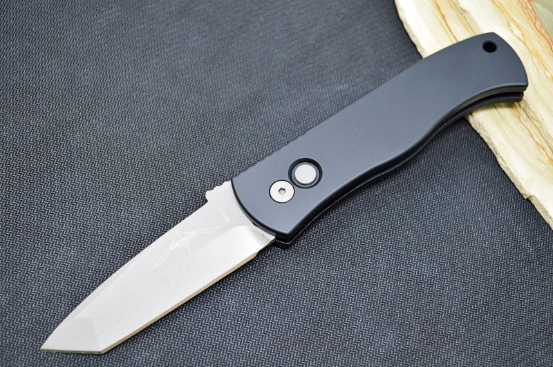 Pro Tech Emerson Auto - Black Anodized Aluminum Handle / Blasted Finished Tanto Blade / CPM-154CM Steel E7T01 - Northwest Knives