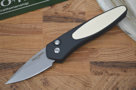 Pro Tech Half Breed Auto - Tuxedo Handle - S35VN Stonewash Blade - Northwest Knives