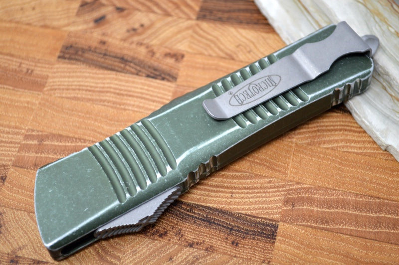 Microtech Combat Troodon OTF - Apocalyptic Blade / Tanto Style / Distressed OD Green Handle - 144-10DOD