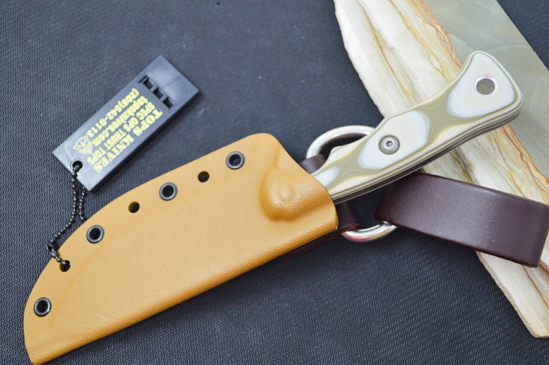 Tops Camp Creek - CPM-S35VN Steel / Camo G10 Handle / Coyote Tan Kydex Sheath CPCK-01