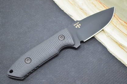 Pro Tech SBR Fixed Blade  - Black 3D G-10 Handle / Black CPM-S35VN Blade / Custom Gfeller Black Leather Sheath LG513