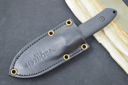 Pro Tech SBR Fixed Blade  - Black 3D G-10 Handle / Black CPM-S35VN Blade / Custom Gfeller Black Leather Sheath LG513