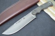 Tops Tex Creek XL - 1095 Steel / Black Canvas Micarta Handle / Brown Leather Sheath TEX-XL - Northwest Knives