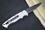 Piranha Knives "Pocket" - CPM-154CM Steel / Silver Aluminum Handle / Black Blade - Northwest Knives