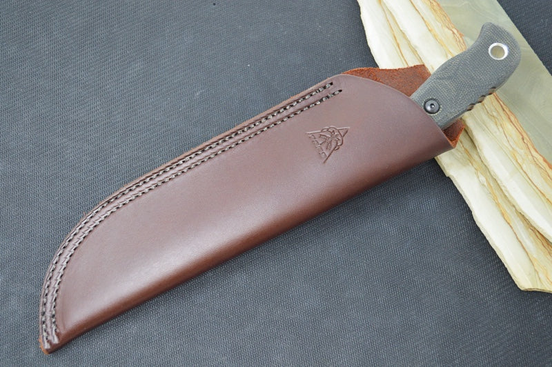 Tops Tex Creek XL - 1095 Steel / Black Canvas Micarta Handle / Brown Leather Sheath TEX-XL - Northwest Knives
