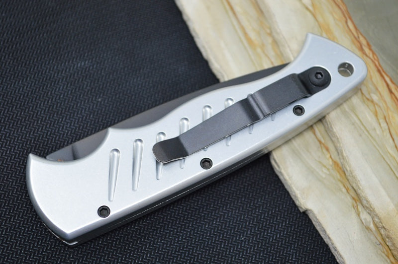 Piranha Knives "Pocket" - CPM-154CM Steel / Silver Aluminum Handle / Black Blade