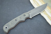 Tops Tex Creek - 1095 Steel / Black Canvas Micarta Handle / Brown Leather Sheath TEX-4 - Northwest Knives