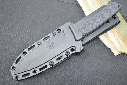 Spartan Blades Damysus Fixed Blade - Black Blade / Black Micarta Handle Scales / Black Injection Molded Sheath SBSL003BKBK